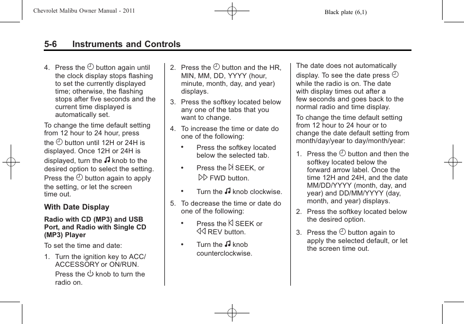 CHEVROLET 2011 Malibu User Manual | Page 120 / 390