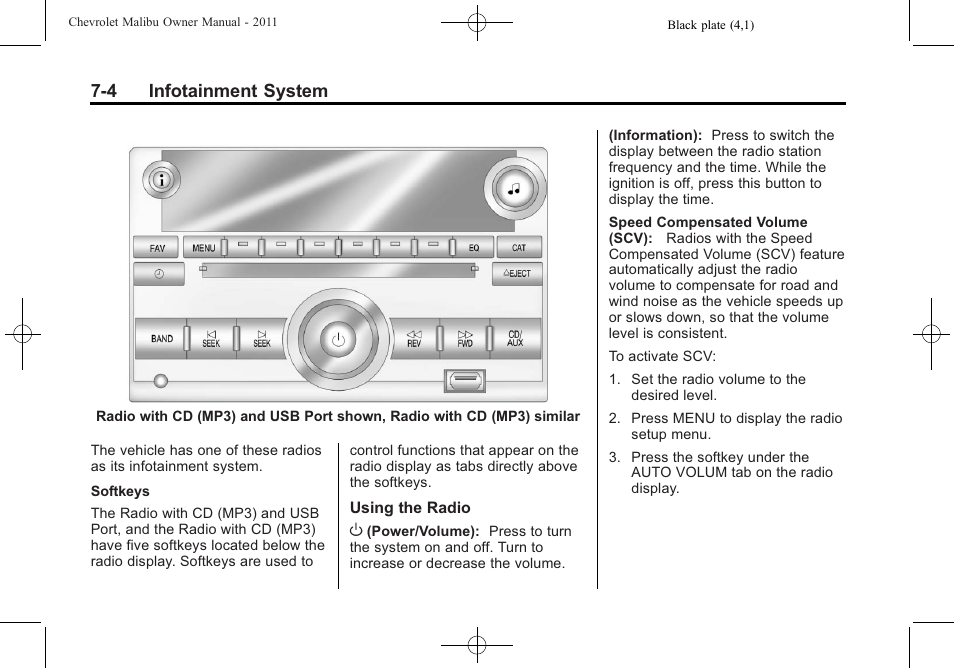 4 infotainment system | CHEVROLET 2011 Malibu User Manual | Page 160 / 390