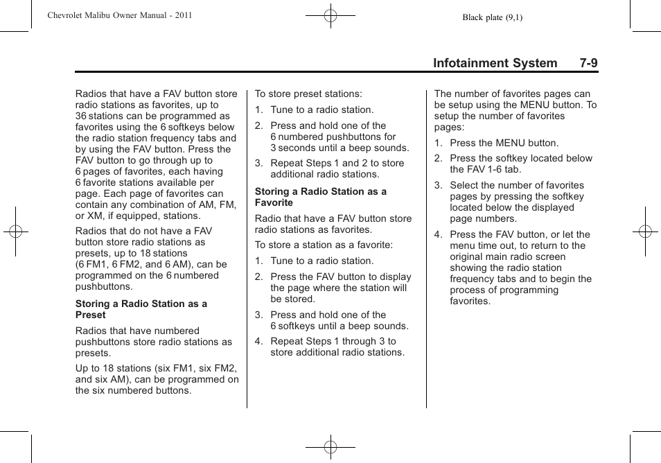 Infotainment system 7-9 | CHEVROLET 2011 Malibu User Manual | Page 165 / 390