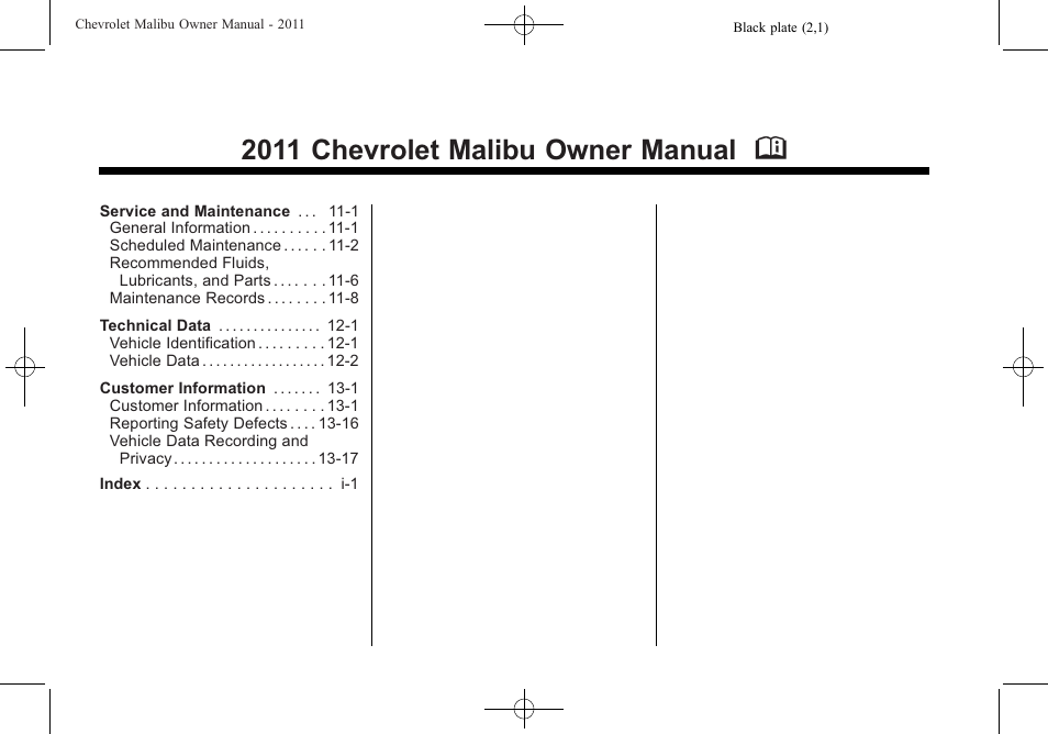 2011 chevrolet malibu owner manual m | CHEVROLET 2011 Malibu User Manual | Page 2 / 390