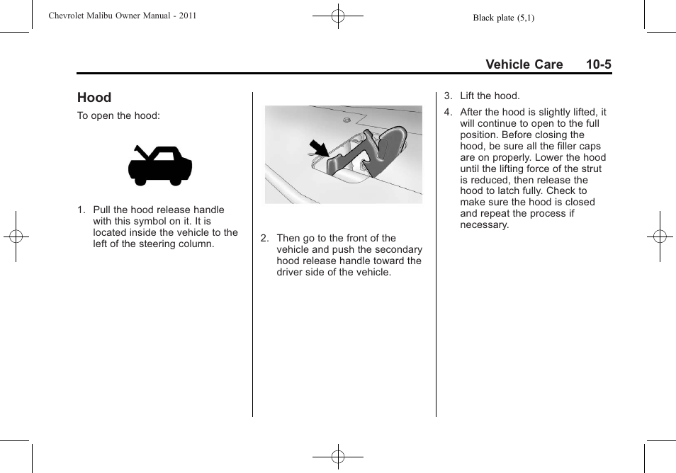 Hood, Hood -5 | CHEVROLET 2011 Malibu User Manual | Page 251 / 390