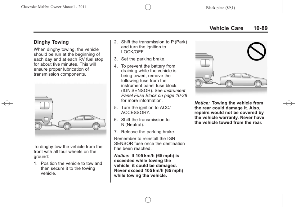 Vehicle care 10-89 | CHEVROLET 2011 Malibu User Manual | Page 335 / 390