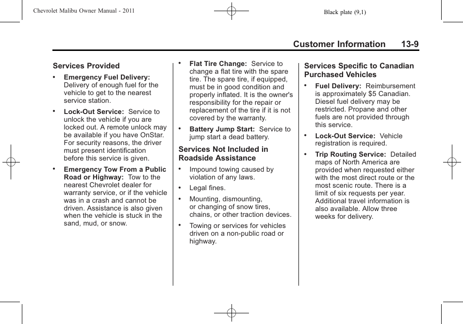 Customer information 13-9 | CHEVROLET 2011 Malibu User Manual | Page 367 / 390