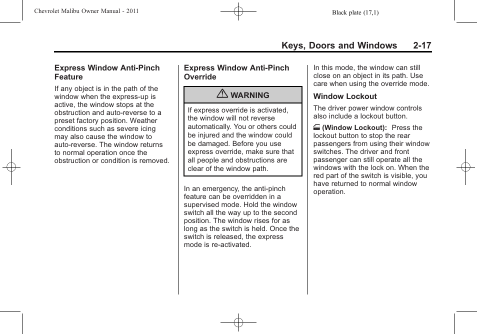 CHEVROLET 2011 Malibu User Manual | Page 47 / 390