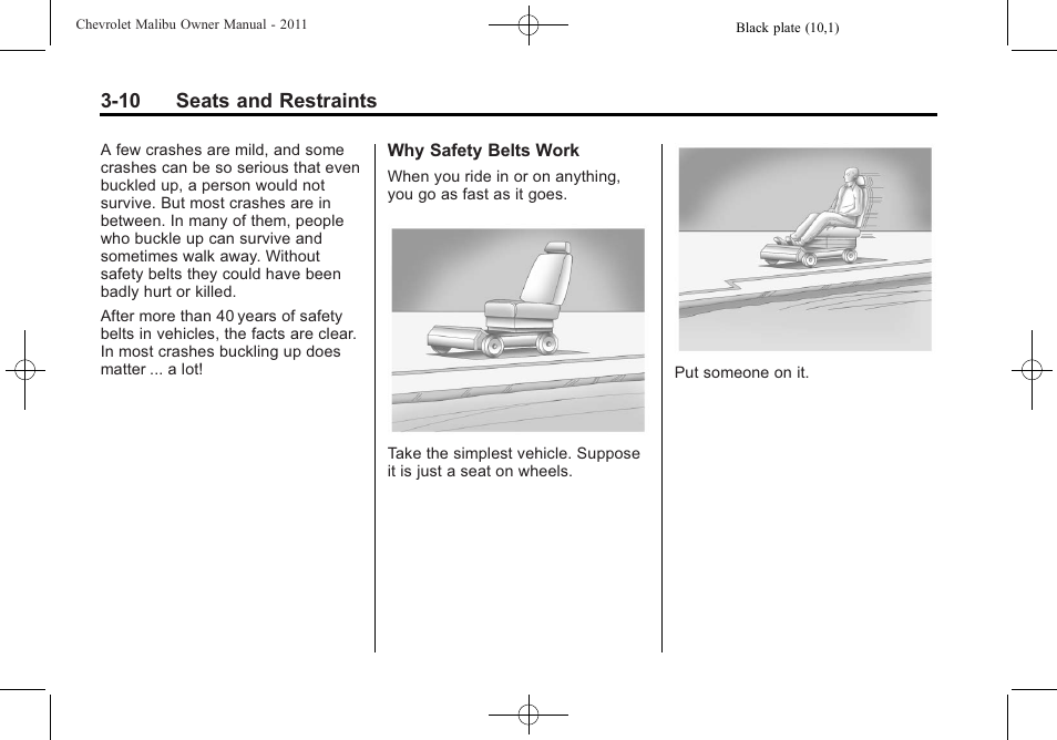 10 seats and restraints | CHEVROLET 2011 Malibu User Manual | Page 60 / 390