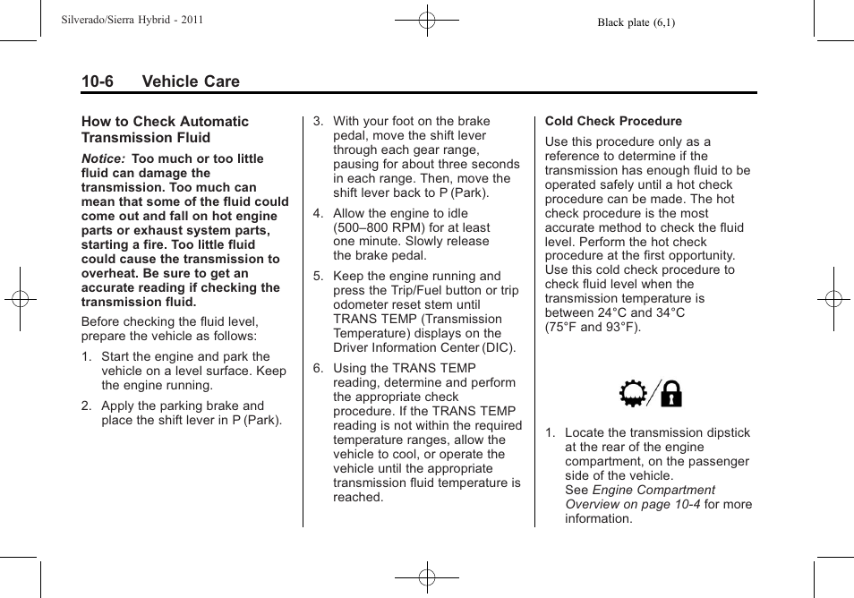 6 vehicle care | CHEVROLET 2011 Silverado User Manual | Page 52 / 80