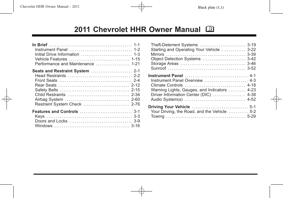 CHEVROLET 2011 HHR User Manual | 444 pages