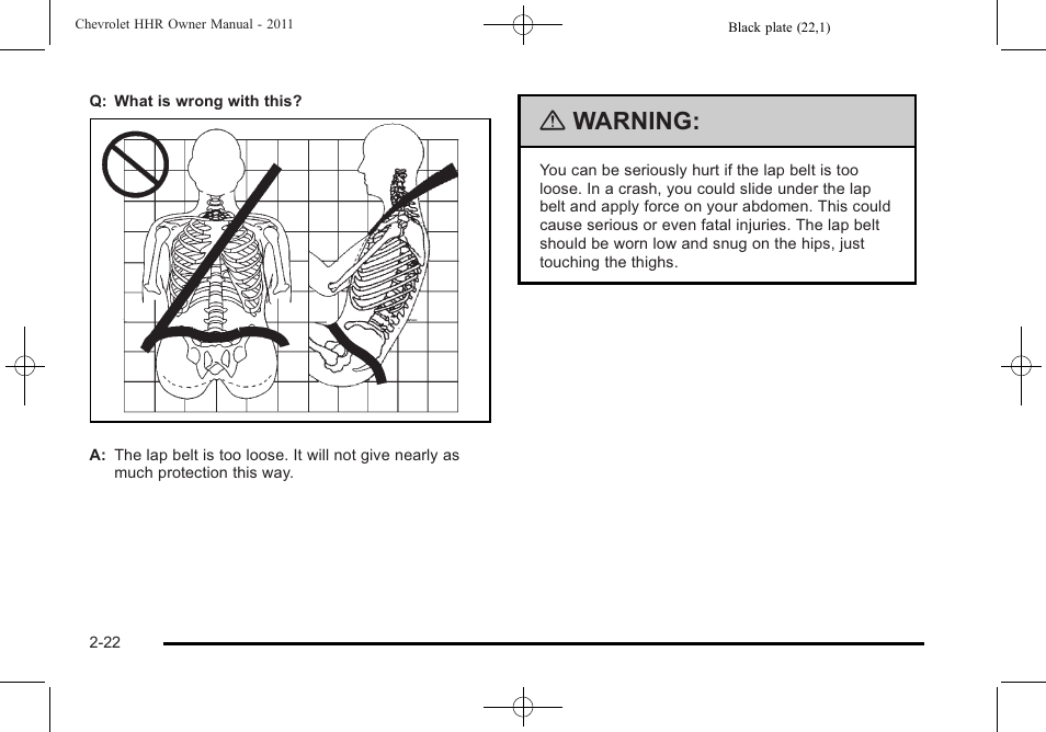 Warning | CHEVROLET 2011 HHR User Manual | Page 56 / 444