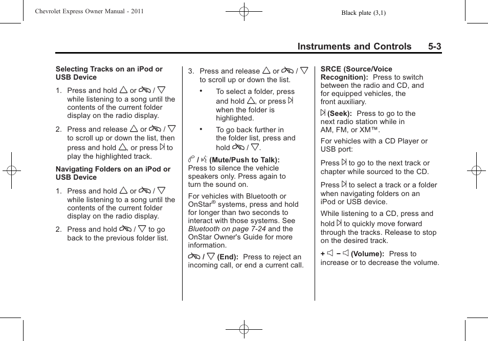 CHEVROLET 2011 Express User Manual | Page 121 / 424