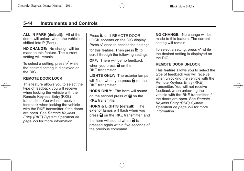 CHEVROLET 2011 Express User Manual | Page 162 / 424