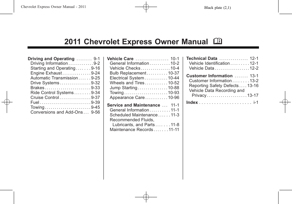 2011 chevrolet express owner manual m | CHEVROLET 2011 Express User Manual | Page 2 / 424