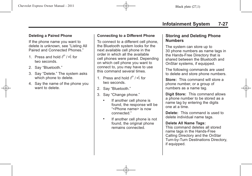 Infotainment system 7-27 | CHEVROLET 2011 Express User Manual | Page 201 / 424