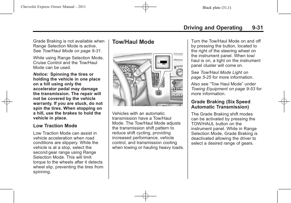 Tow/haul mode, Tow/haul mode -31 | CHEVROLET 2011 Express User Manual | Page 245 / 424