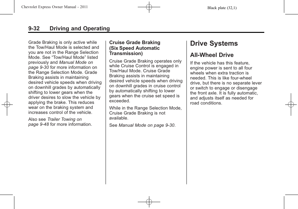 Drive systems, All-wheel drive, Drive systems -32 | All-wheel drive -32 | CHEVROLET 2011 Express User Manual | Page 246 / 424