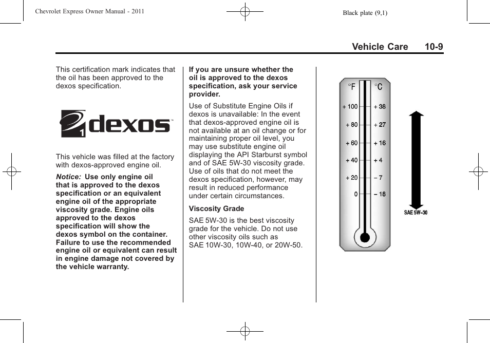 Vehicle care 10-9 | CHEVROLET 2011 Express User Manual | Page 279 / 424