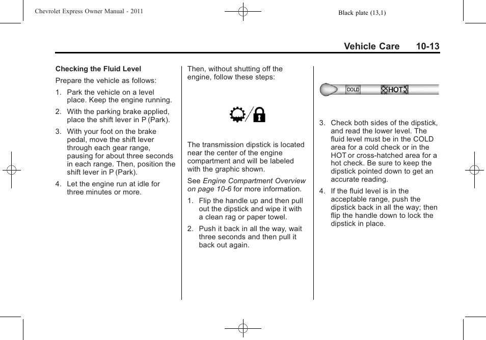 Vehicle care 10-13 | CHEVROLET 2011 Express User Manual | Page 283 / 424