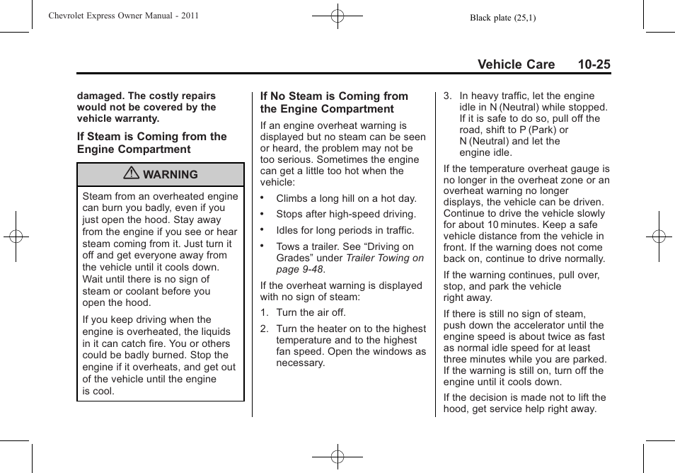 Vehicle care 10-25 | CHEVROLET 2011 Express User Manual | Page 295 / 424