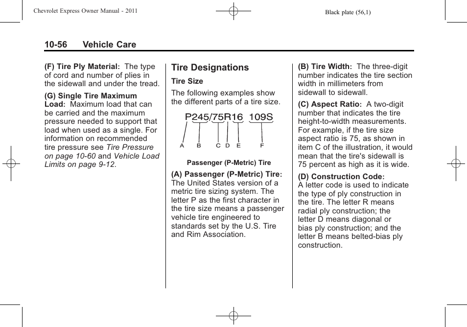 Tire designations, Tire designations -56 | CHEVROLET 2011 Express User Manual | Page 326 / 424