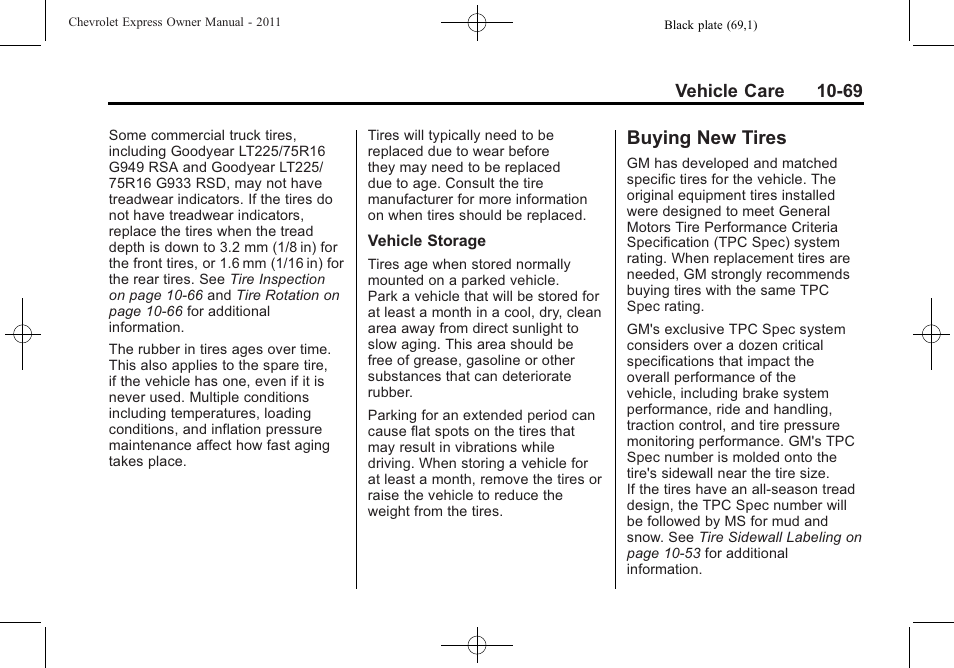 Buying new tires, Buying new tires -69 | CHEVROLET 2011 Express User Manual | Page 339 / 424