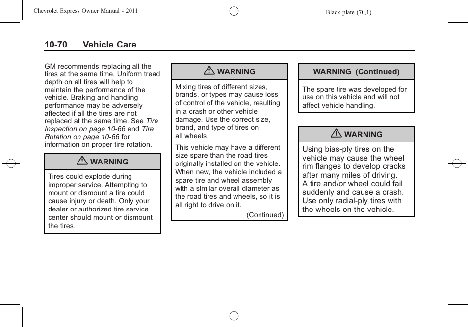 CHEVROLET 2011 Express User Manual | Page 340 / 424