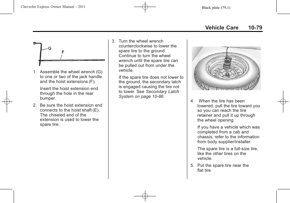 Vehicle care 10-79 | CHEVROLET 2011 Express User Manual | Page 349 / 424