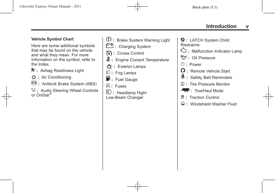 CHEVROLET 2011 Express User Manual | Page 5 / 424