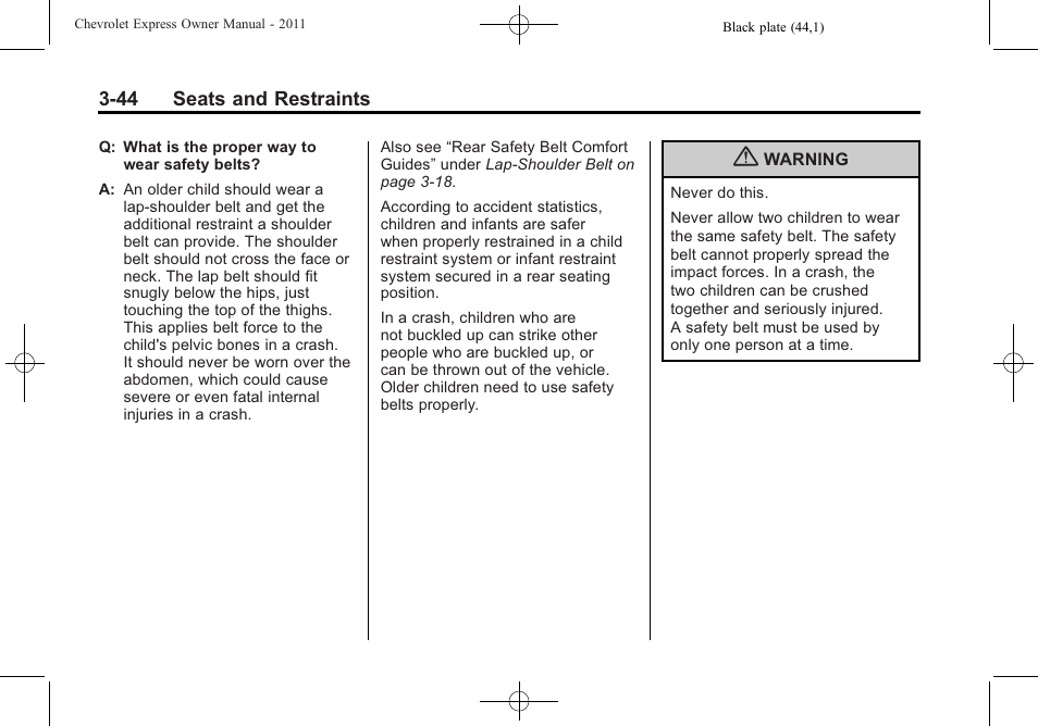 CHEVROLET 2011 Express User Manual | Page 92 / 424