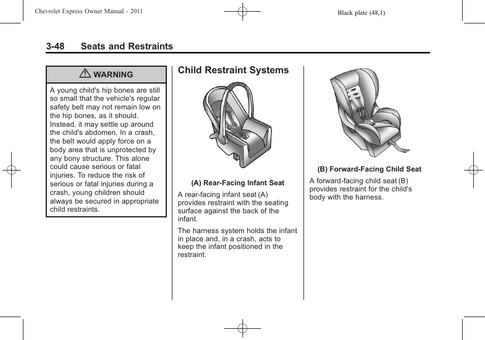 Child restraint systems, Child restraint systems -48 | CHEVROLET 2011 Express User Manual | Page 96 / 424