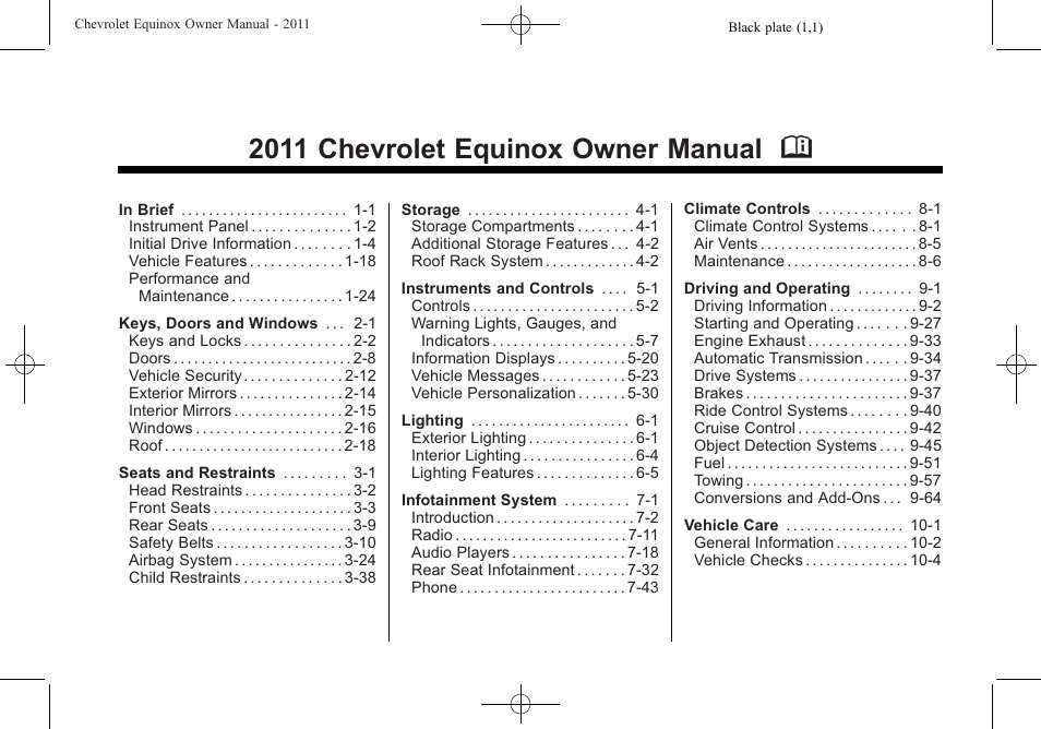 CHEVROLET 2011 Equinox User Manual | 416 pages