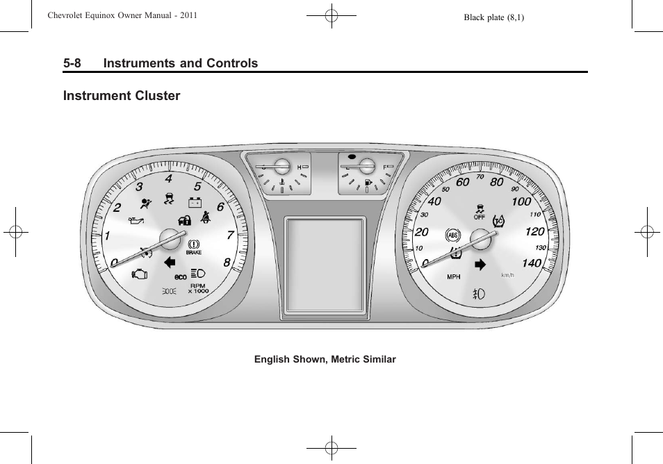 Instrument cluster, Instrument cluster -8 | CHEVROLET 2011 Equinox User Manual | Page 124 / 416