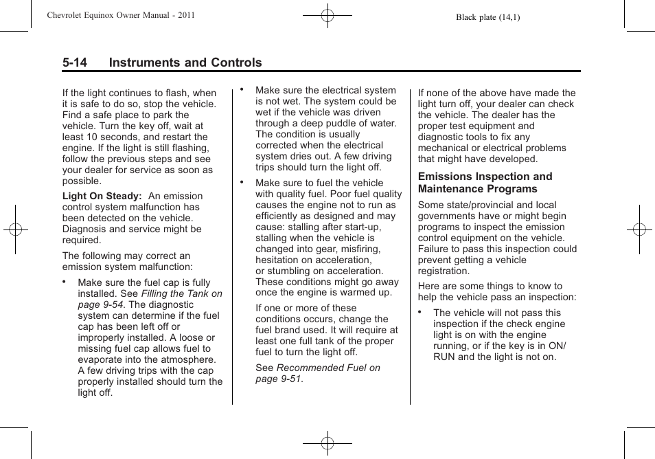 14 instruments and controls | CHEVROLET 2011 Equinox User Manual | Page 130 / 416