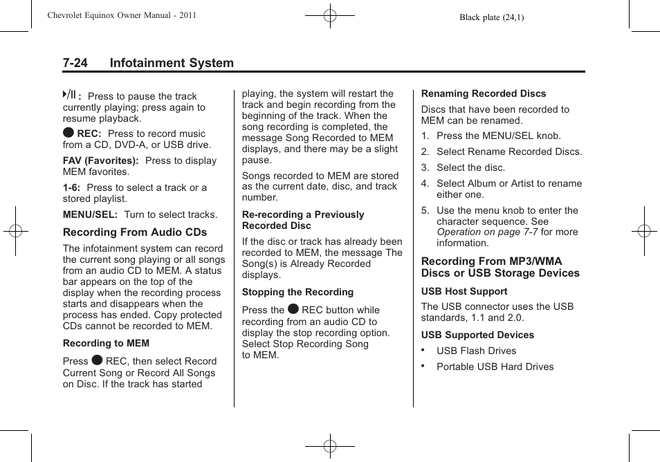 24 infotainment system | CHEVROLET 2011 Equinox User Manual | Page 180 / 416