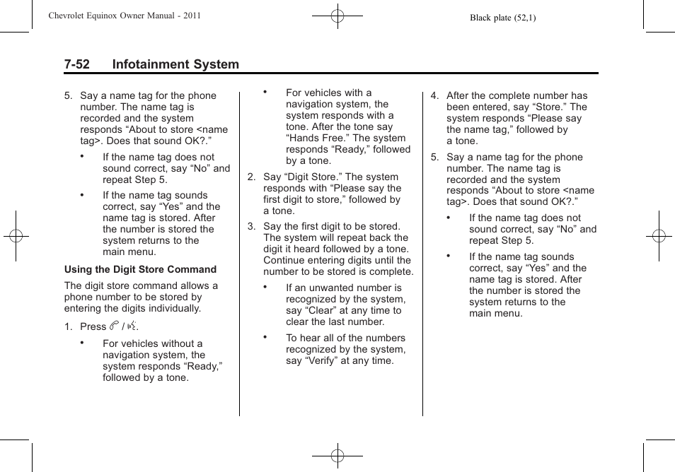 52 infotainment system | CHEVROLET 2011 Equinox User Manual | Page 208 / 416