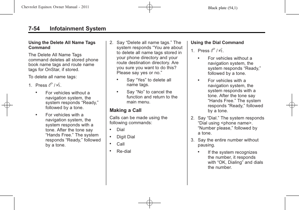 54 infotainment system | CHEVROLET 2011 Equinox User Manual | Page 210 / 416