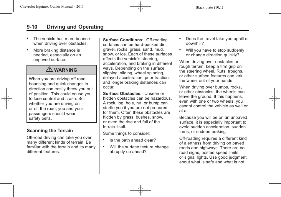 10 driving and operating | CHEVROLET 2011 Equinox User Manual | Page 232 / 416