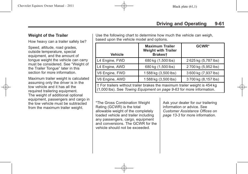 Driving and operating 9-61 | CHEVROLET 2011 Equinox User Manual | Page 283 / 416