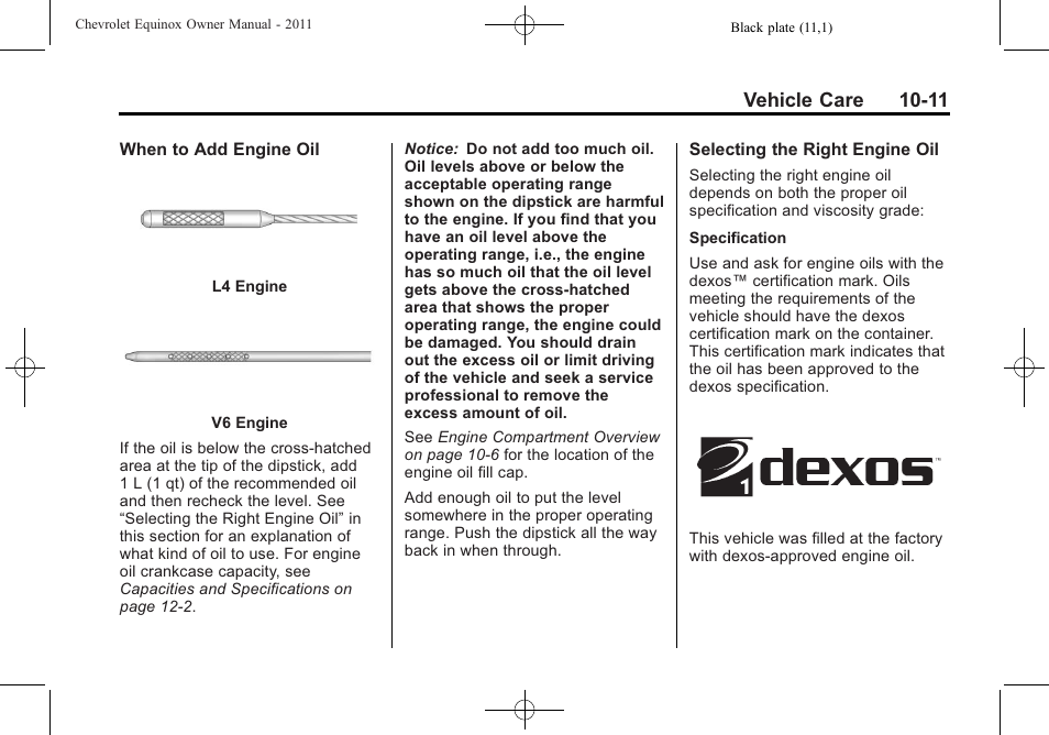 Vehicle care 10-11 | CHEVROLET 2011 Equinox User Manual | Page 297 / 416