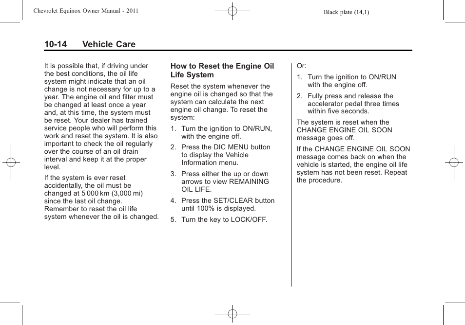 14 vehicle care | CHEVROLET 2011 Equinox User Manual | Page 300 / 416