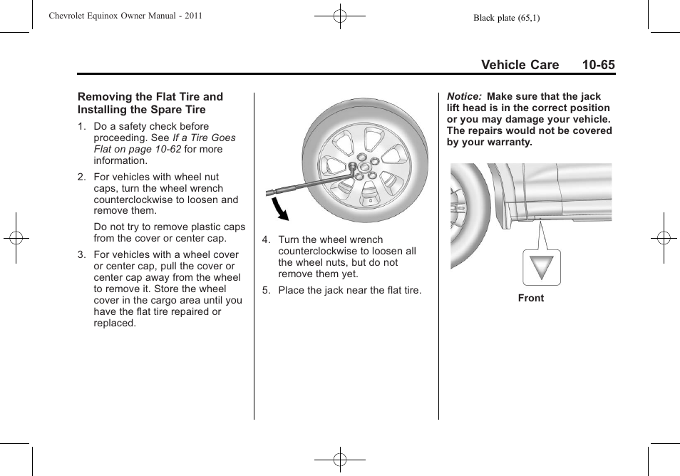 Vehicle care 10-65 | CHEVROLET 2011 Equinox User Manual | Page 351 / 416