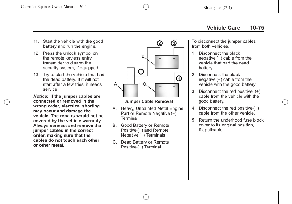 Vehicle care 10-75 | CHEVROLET 2011 Equinox User Manual | Page 361 / 416