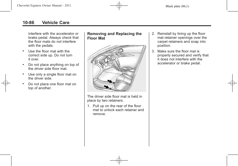 86 vehicle care | CHEVROLET 2011 Equinox User Manual | Page 372 / 416