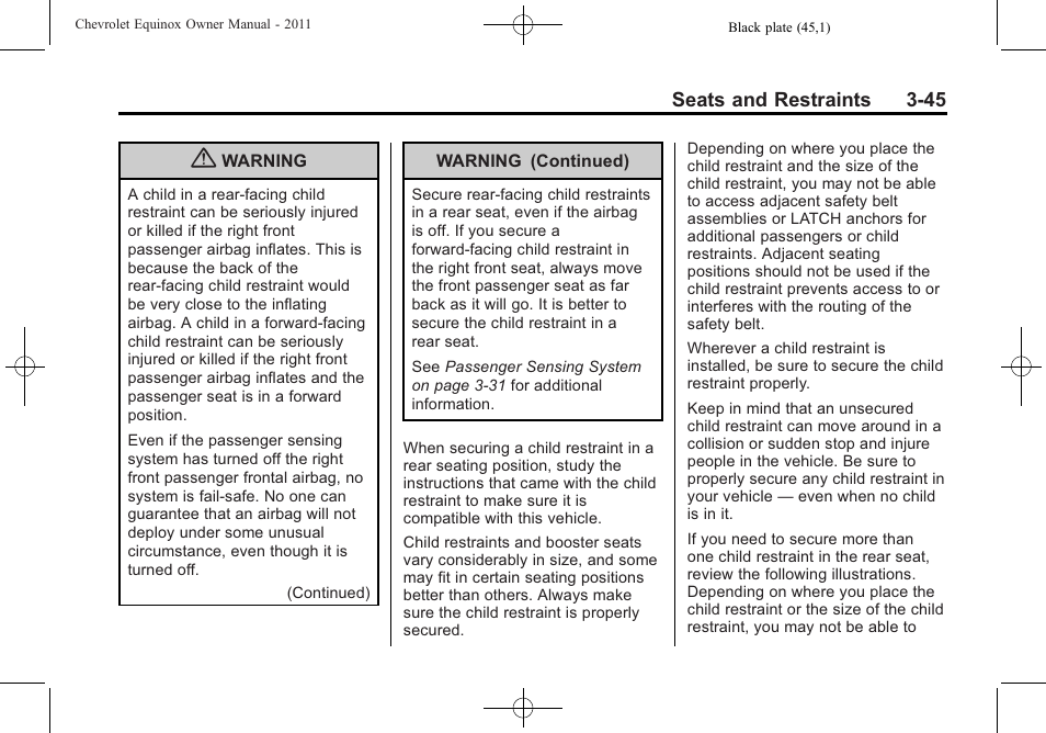 CHEVROLET 2011 Equinox User Manual | Page 99 / 416