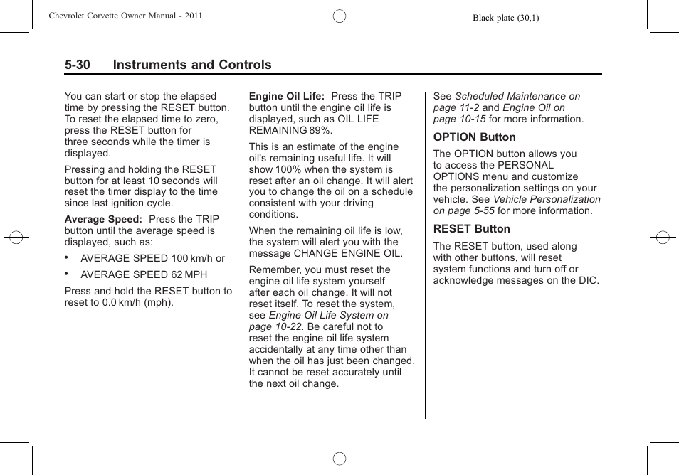 30 instruments and controls | CHEVROLET 2011 Corvette User Manual | Page 152 / 436