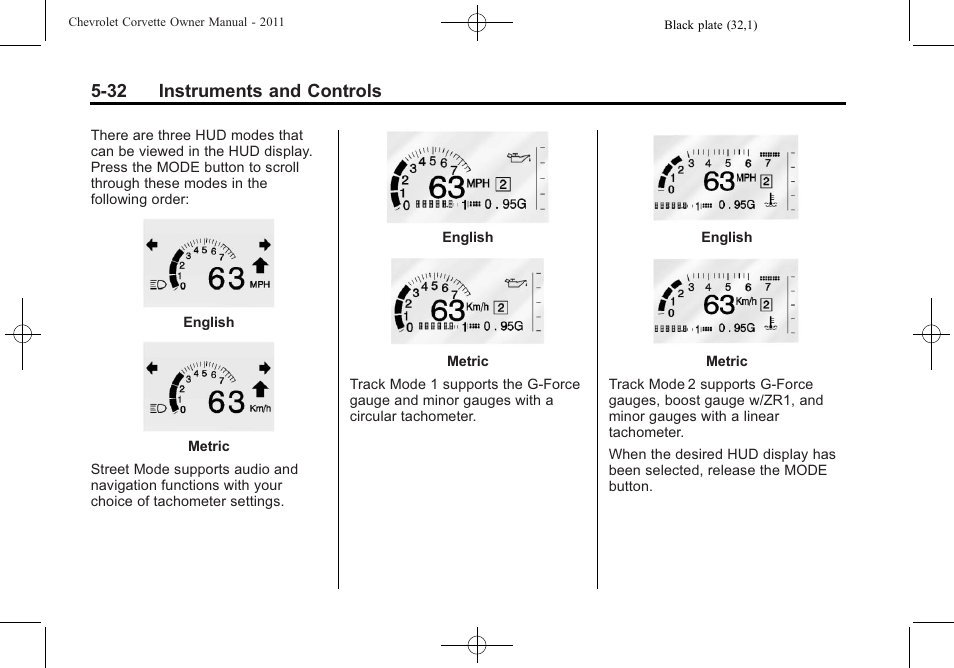 32 instruments and controls | CHEVROLET 2011 Corvette User Manual | Page 154 / 436