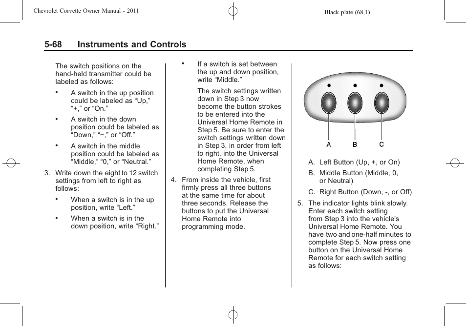 68 instruments and controls | CHEVROLET 2011 Corvette User Manual | Page 190 / 436