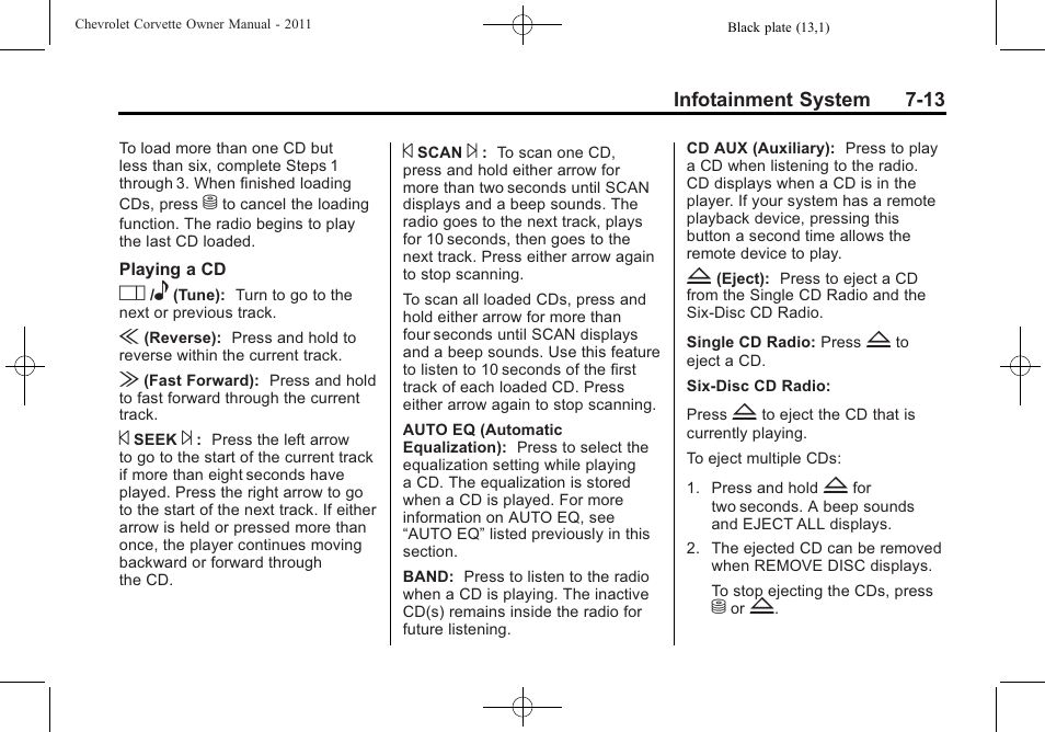 CHEVROLET 2011 Corvette User Manual | Page 213 / 436