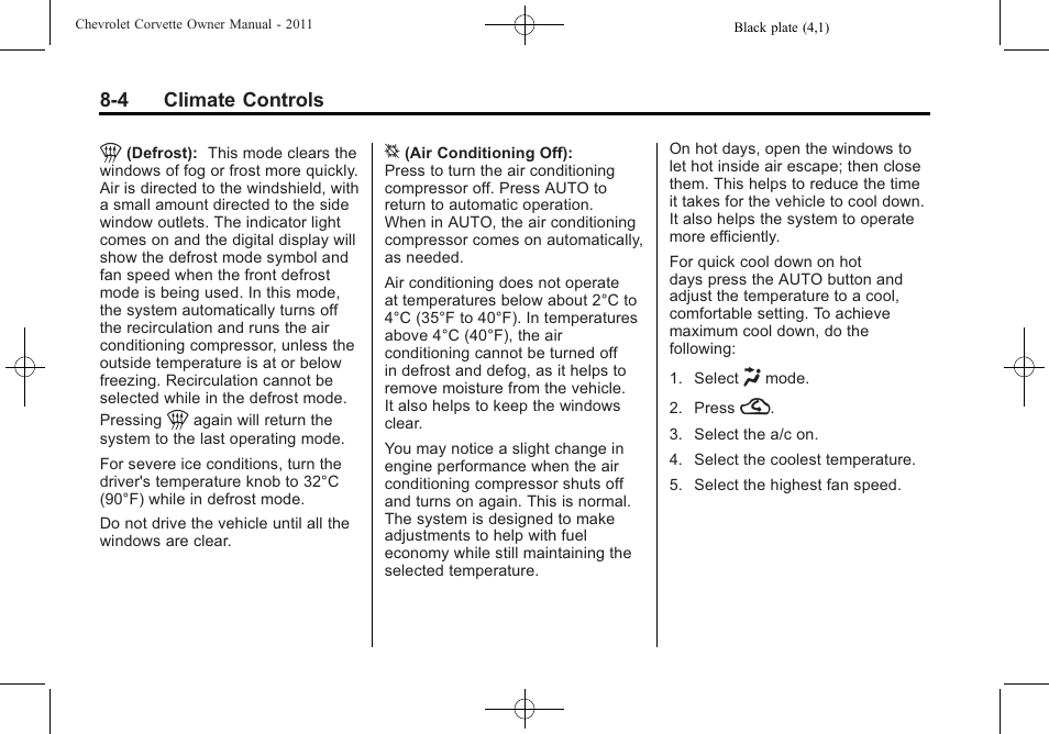 CHEVROLET 2011 Corvette User Manual | Page 230 / 436
