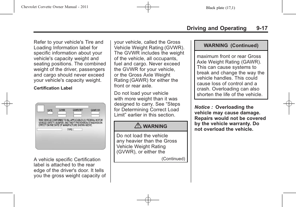 CHEVROLET 2011 Corvette User Manual | Page 251 / 436