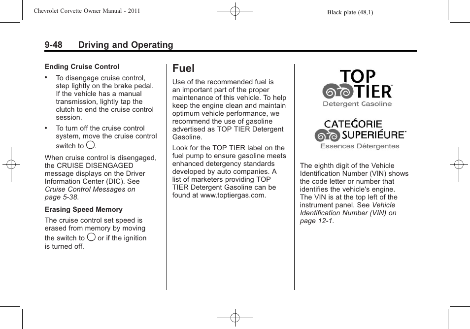 Fuel, Fuel -48 | CHEVROLET 2011 Corvette User Manual | Page 282 / 436