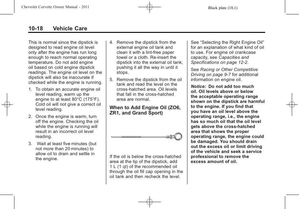 18 vehicle care | CHEVROLET 2011 Corvette User Manual | Page 308 / 436